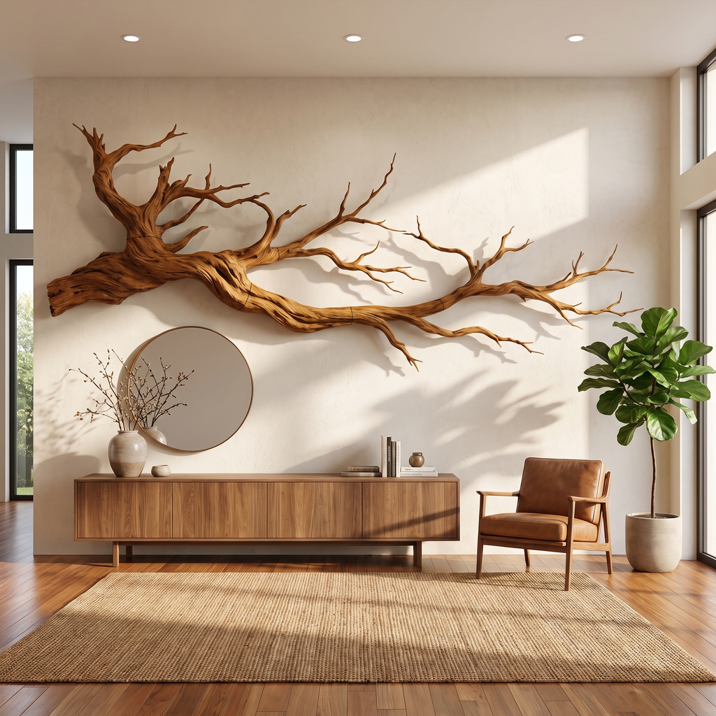 Abstract Tree Limb Solid Wood Wall Art Artistic Interior Accent