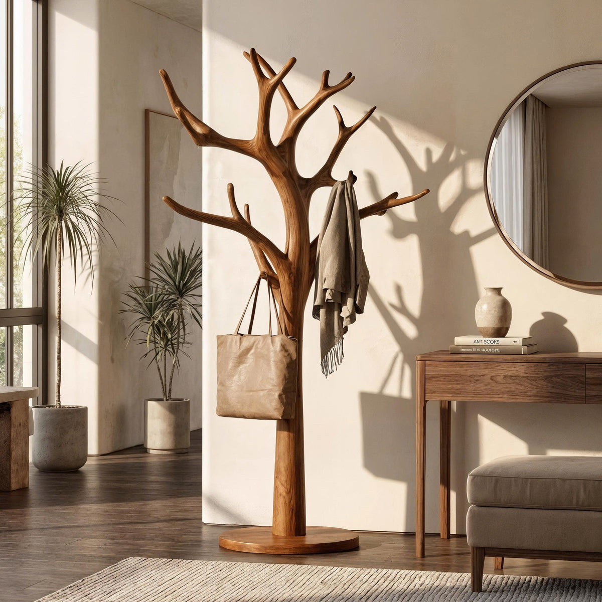 Rustic Tree Coat Stand Entryway Living Room Mudroom