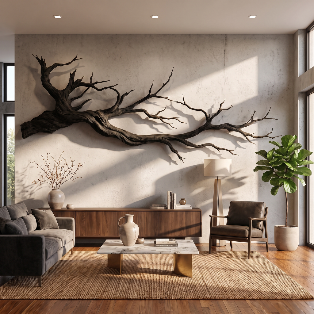 Abstract Tree Limb Solid Wood Wall Art Artistic Interior Accent