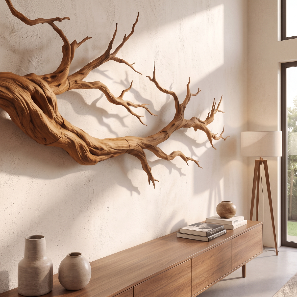 Abstract Tree Limb Solid Wood Wall Art Artistic Interior Accent