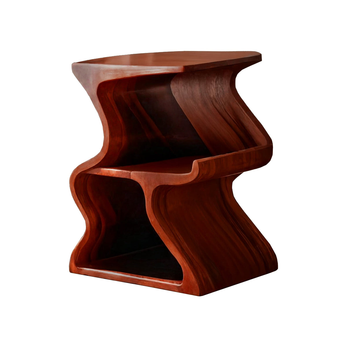 Aurea Wave Sculptural Solid Wood Record Player Stand