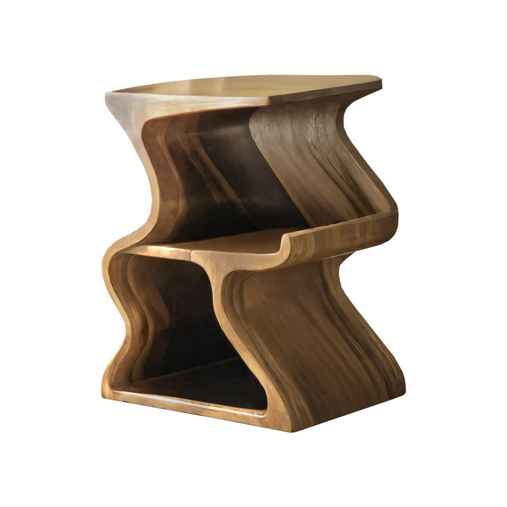 Aurea Wave Sculptural Solid Wood Record Player Stand