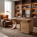 Aurelith Sculpted Solid Wood Desk With Drawers