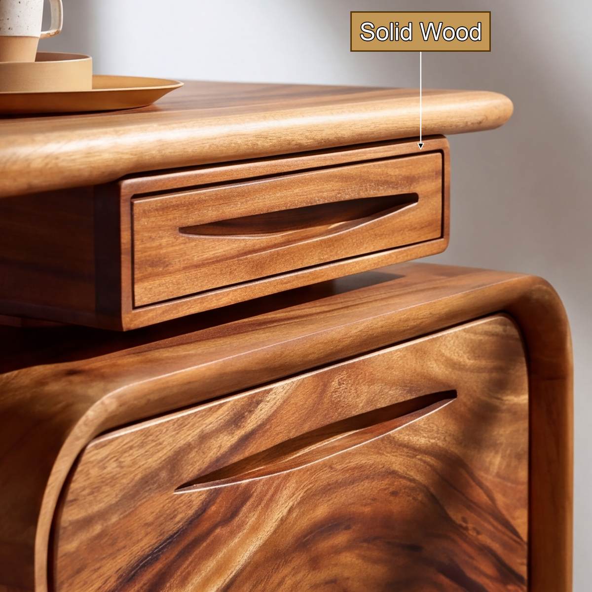 Aurelith Sculpted Solid Wood Desk With Drawers