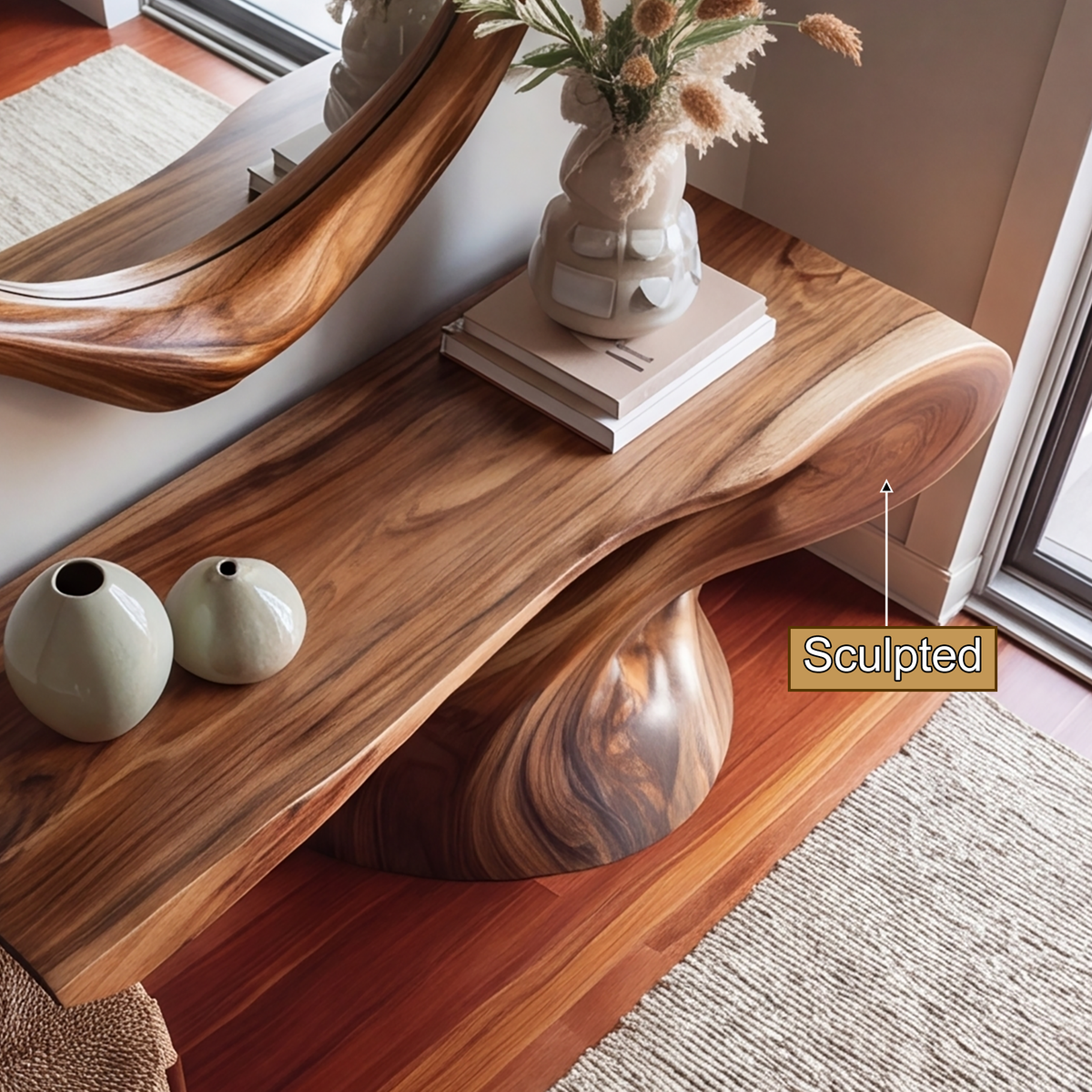Avelith Sculpted Solid Wood Console Table