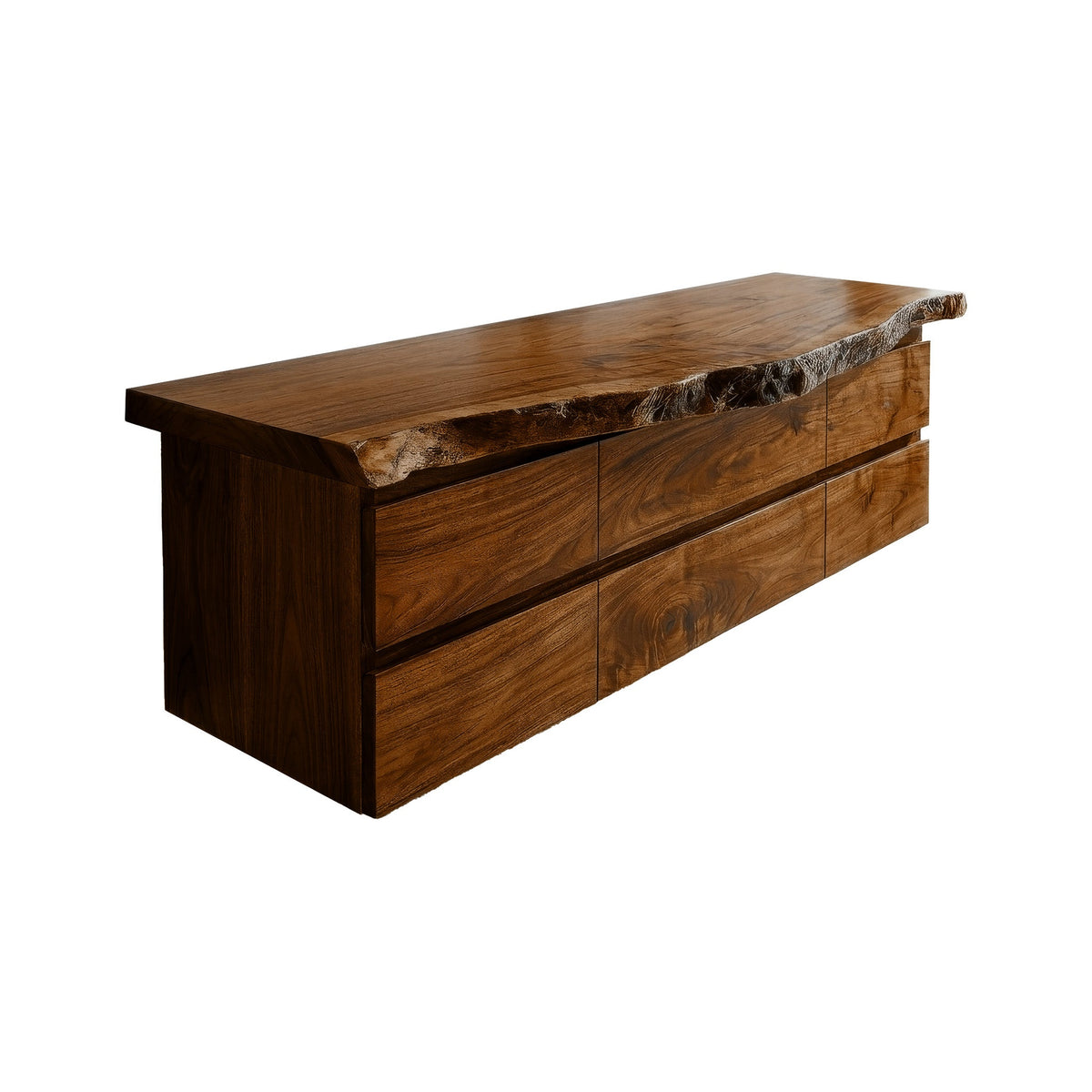 Velmora Live Edge Solid Wood Floating Bathroom Vanity With Drawers