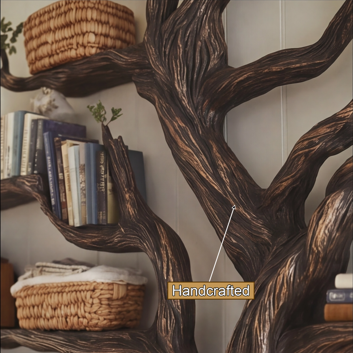 Eldrathen Sculpted Solid Wood Tree Bookshelf