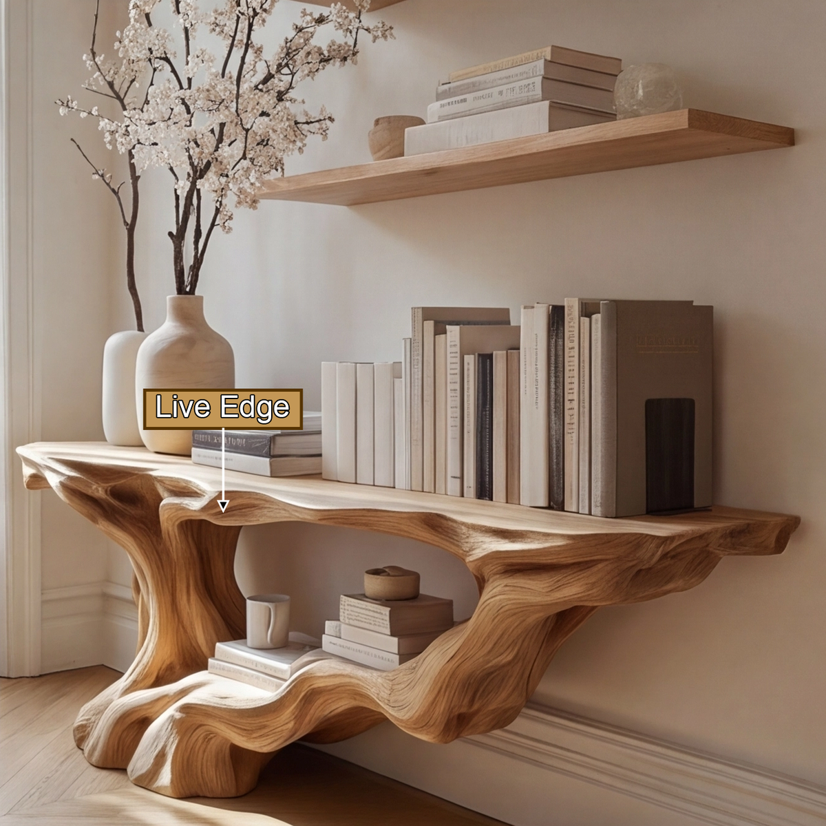 Eldrosyn Sculpted Solid Wood Console Table