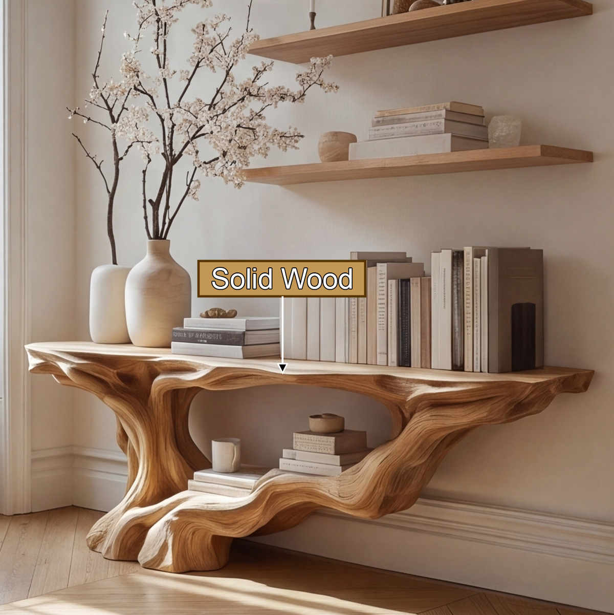 Eldrosyn Sculpted Solid Wood Console Table