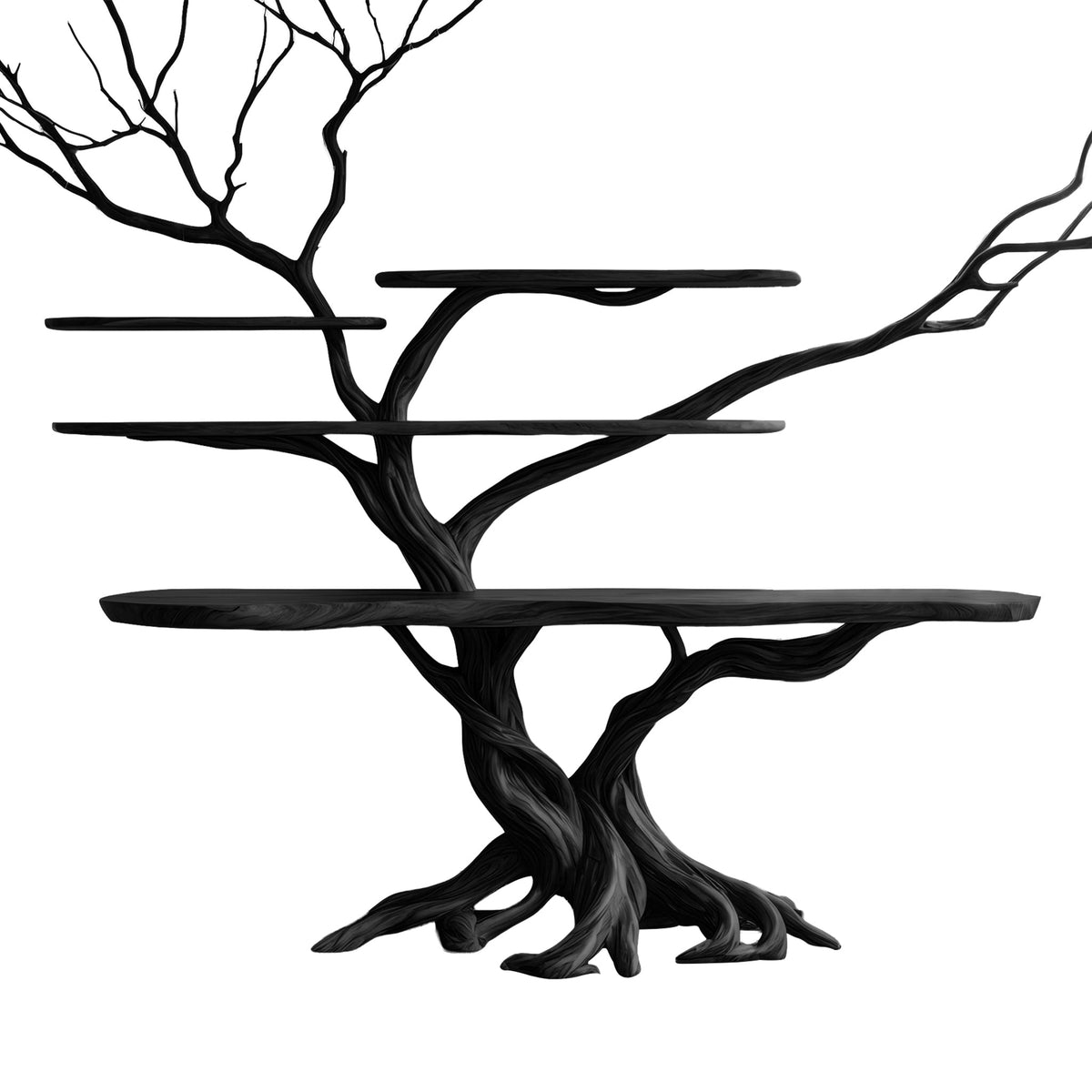 Florien Sculpted Solid Wood Console Table With Shelves
