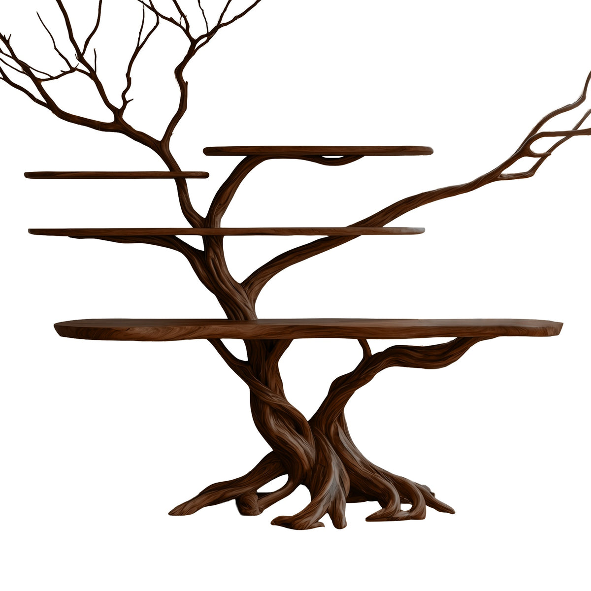 Florien Sculpted Solid Wood Console Table With Shelves