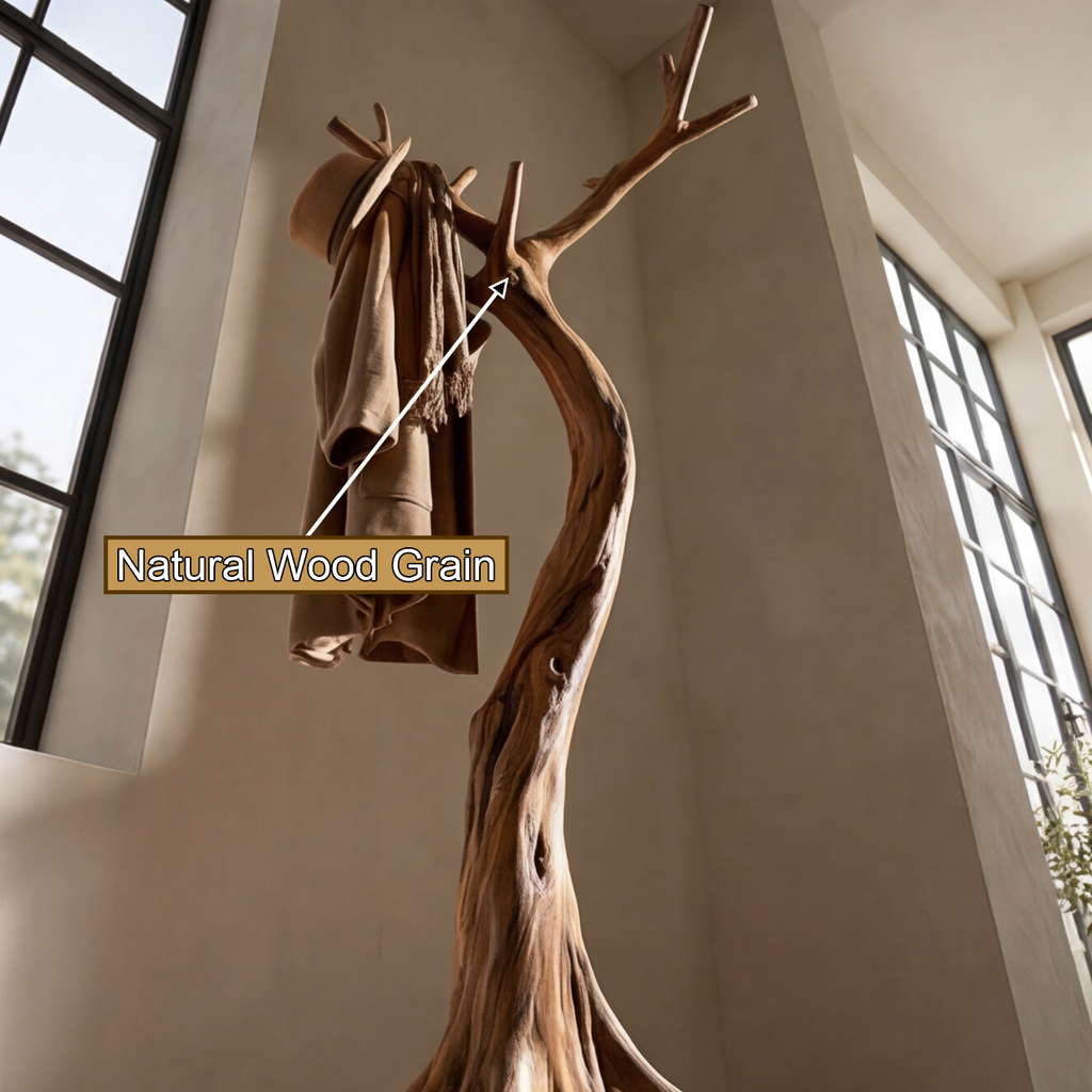 Lunareth Sculpted Solid Wood Tree Coat Rack