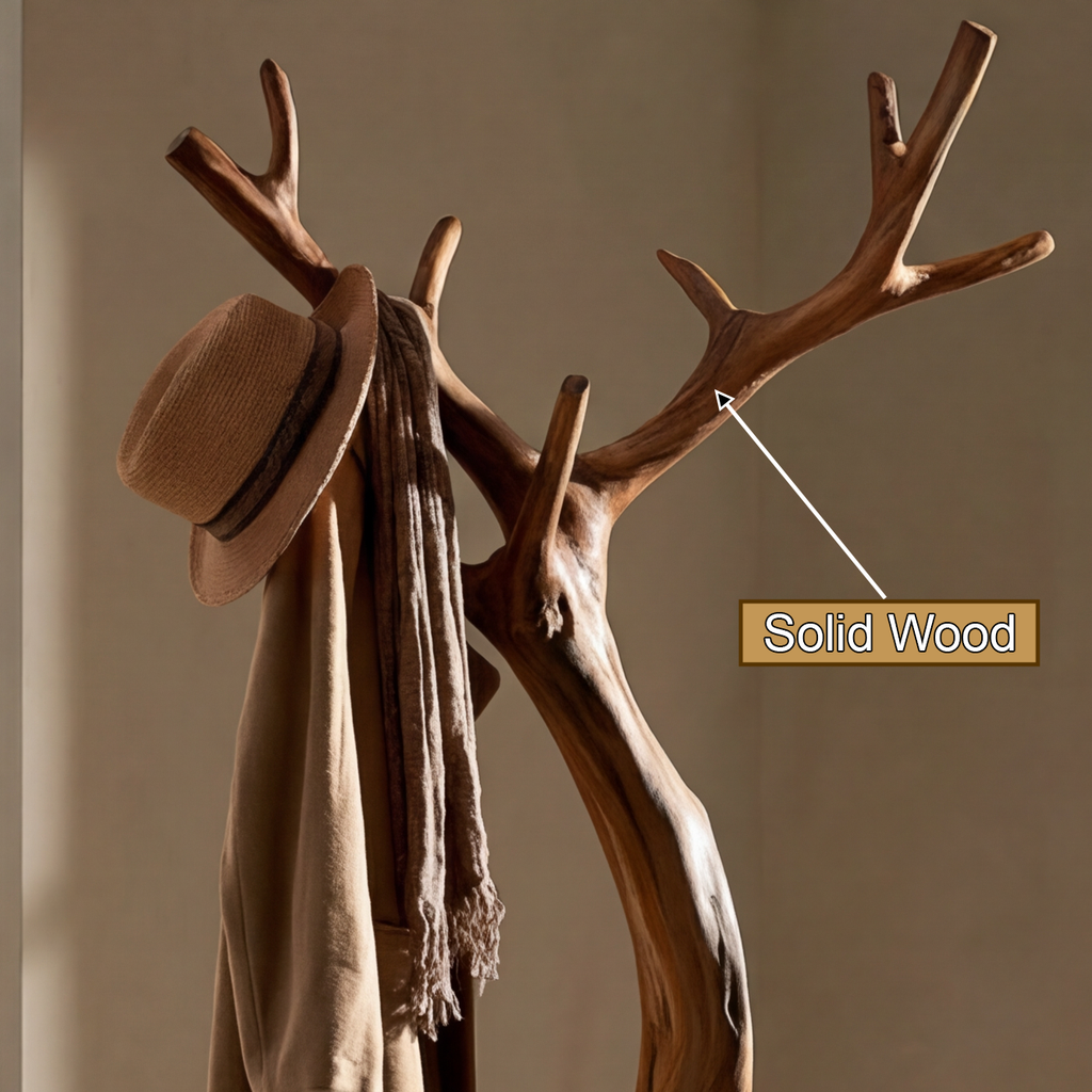 Lunareth Sculpted Solid Wood Tree Coat Rack