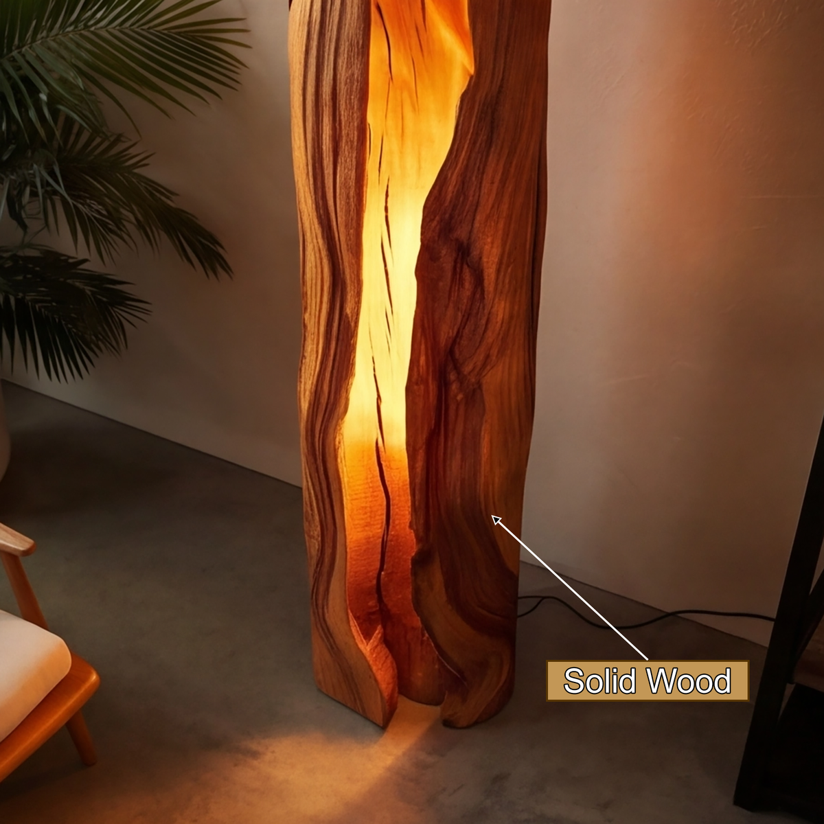Solvaryn Sculpted Live Edge Integrated LED Wood Floor Lamp