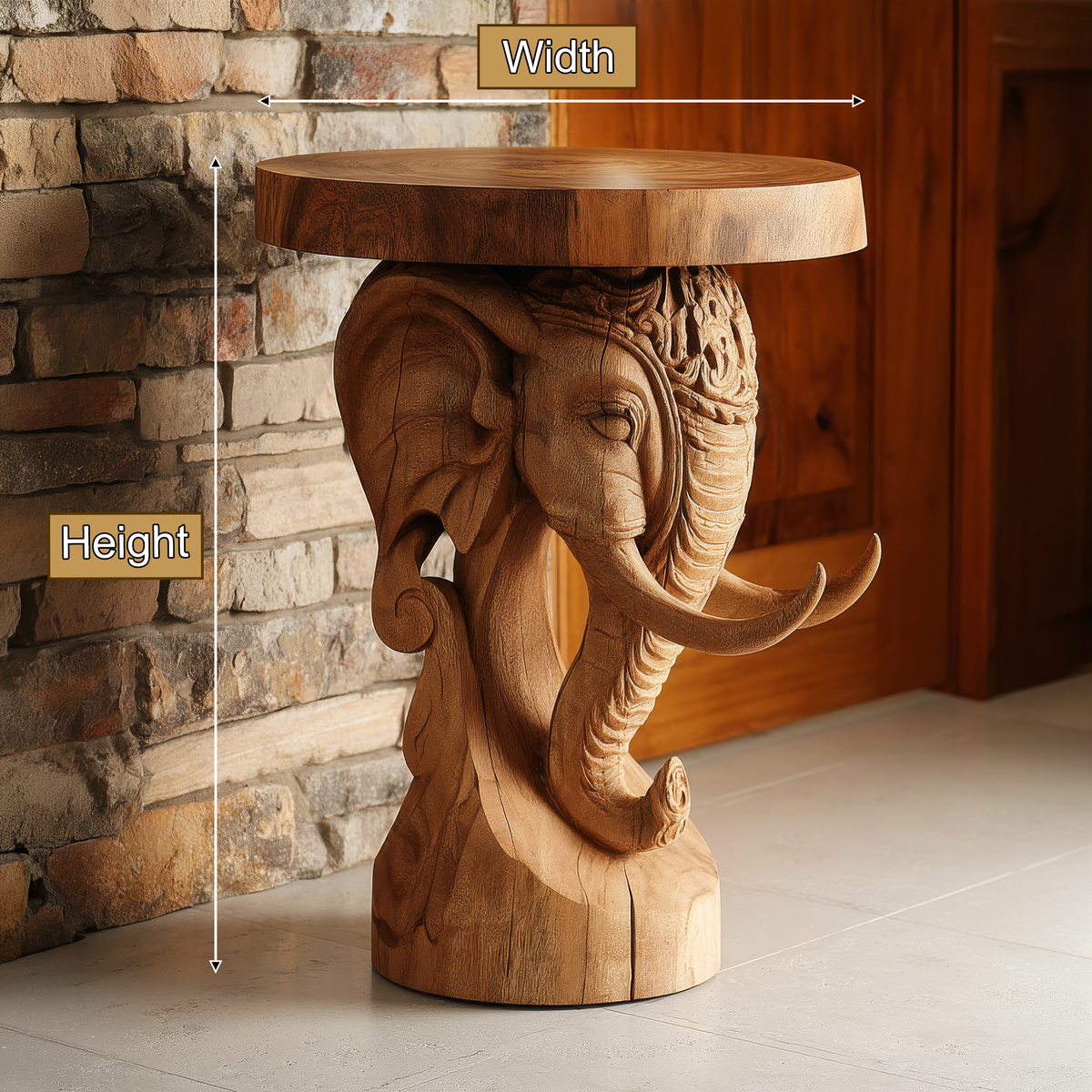Thalviro Sculpted Solid Wood Pedestal Stand
