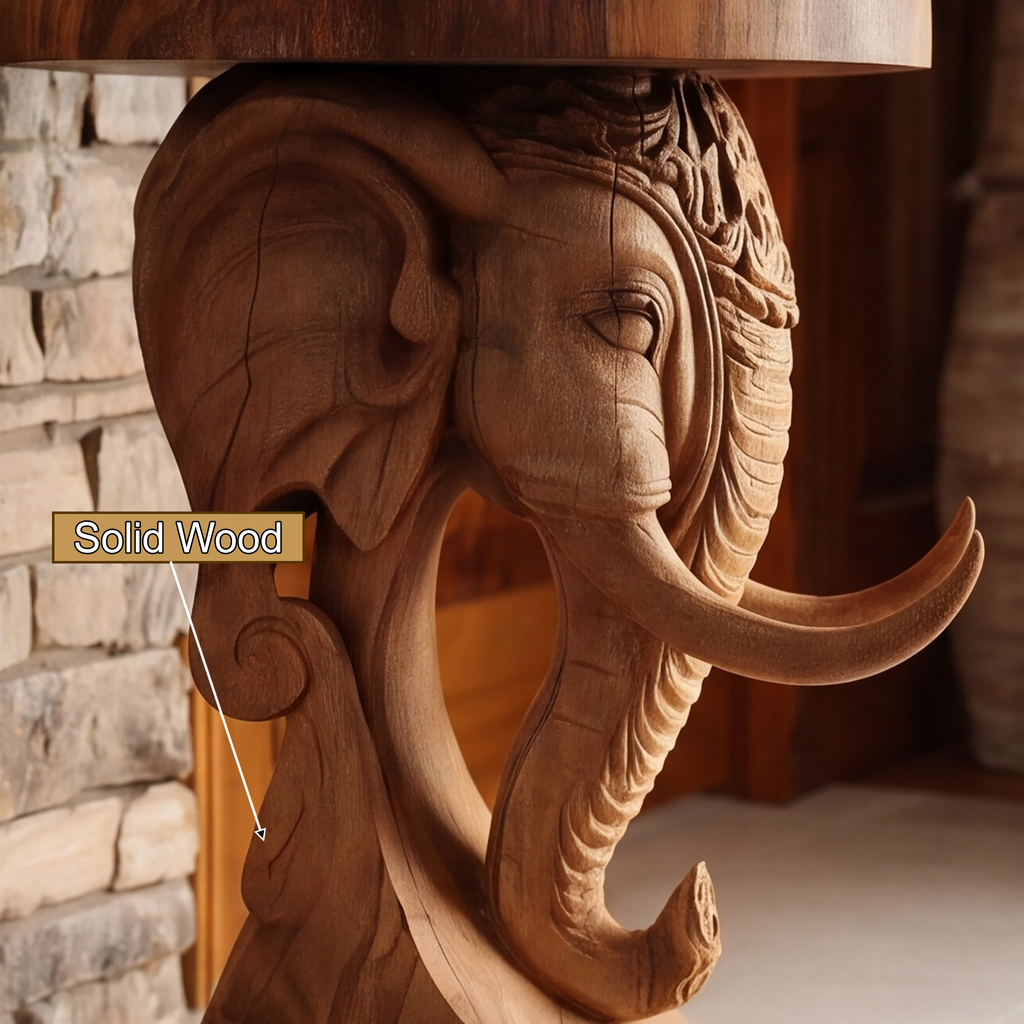 Thalviro Sculpted Solid Wood Pedestal Stand