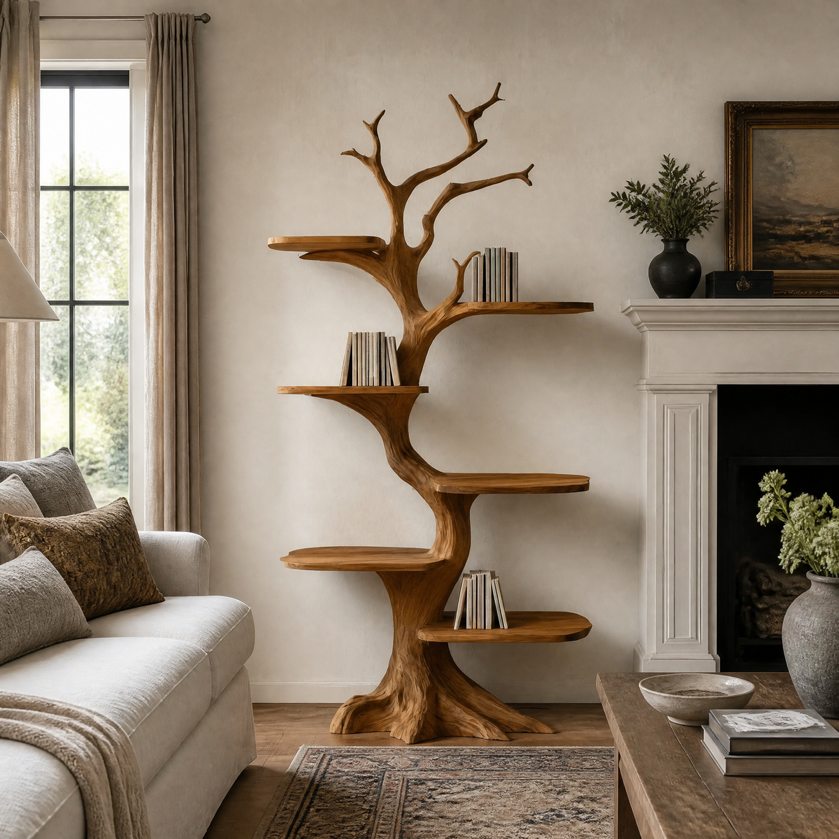 Ashgrove Handcrafted Solid Wood Tree Bookshelf