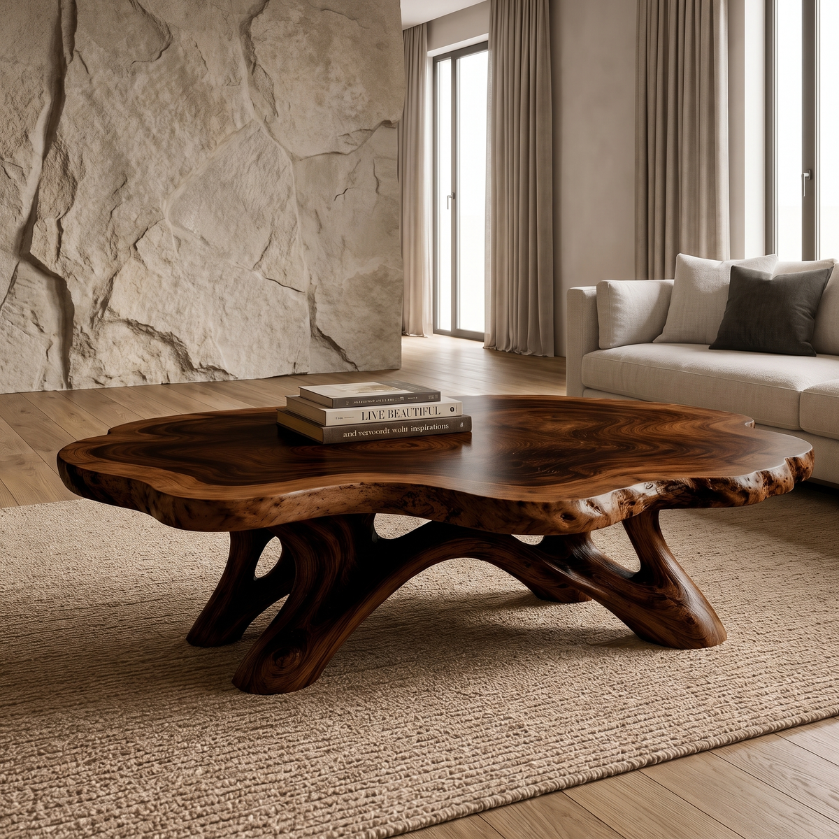 Aurevane Handcrafted Solid Wood Coffee Table