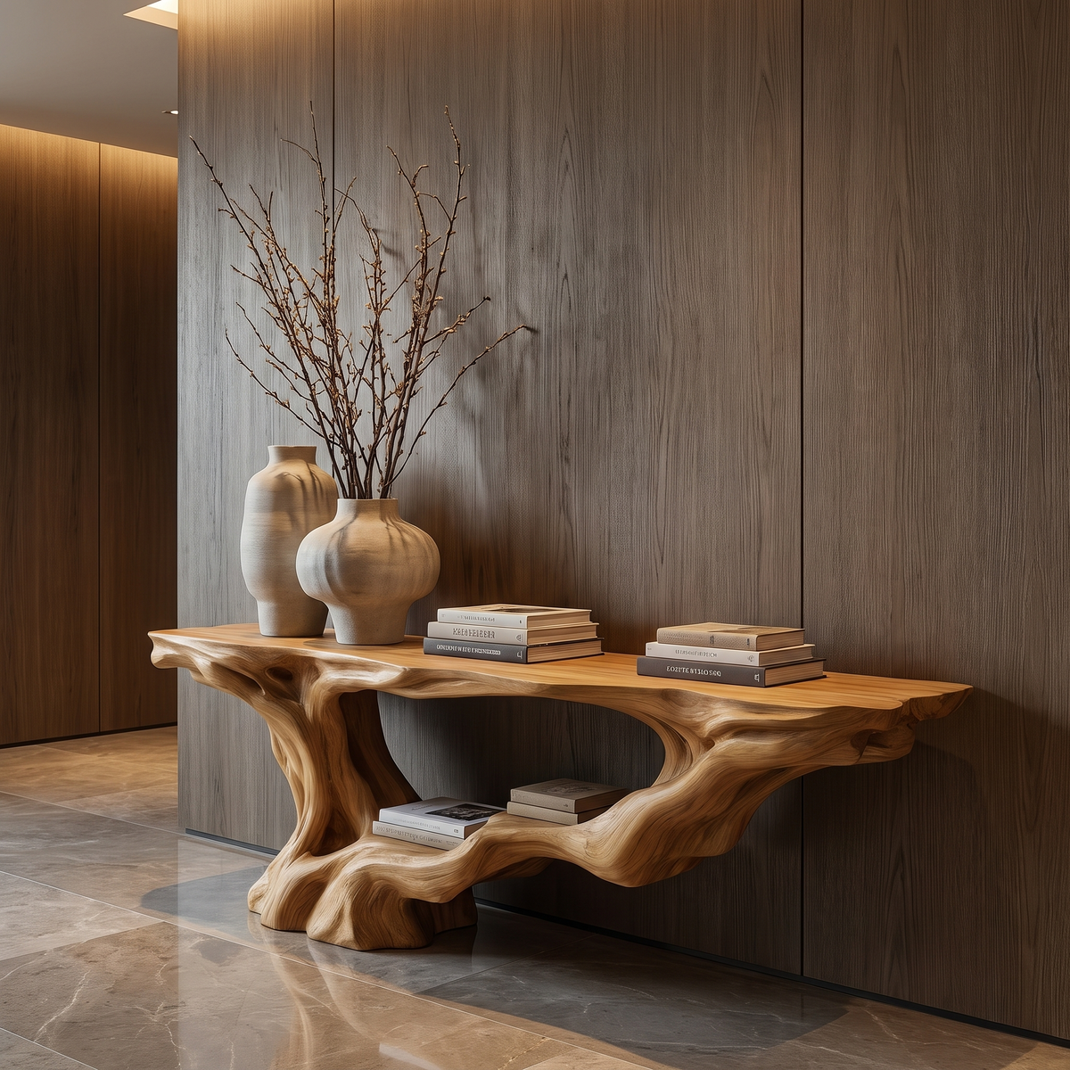 Eldrosyn Sculpted Solid Wood Console Table
