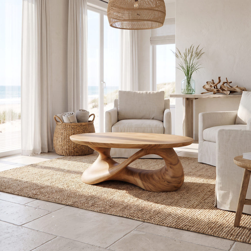 Orlessa Sculpted Solid Wood Coffee Table