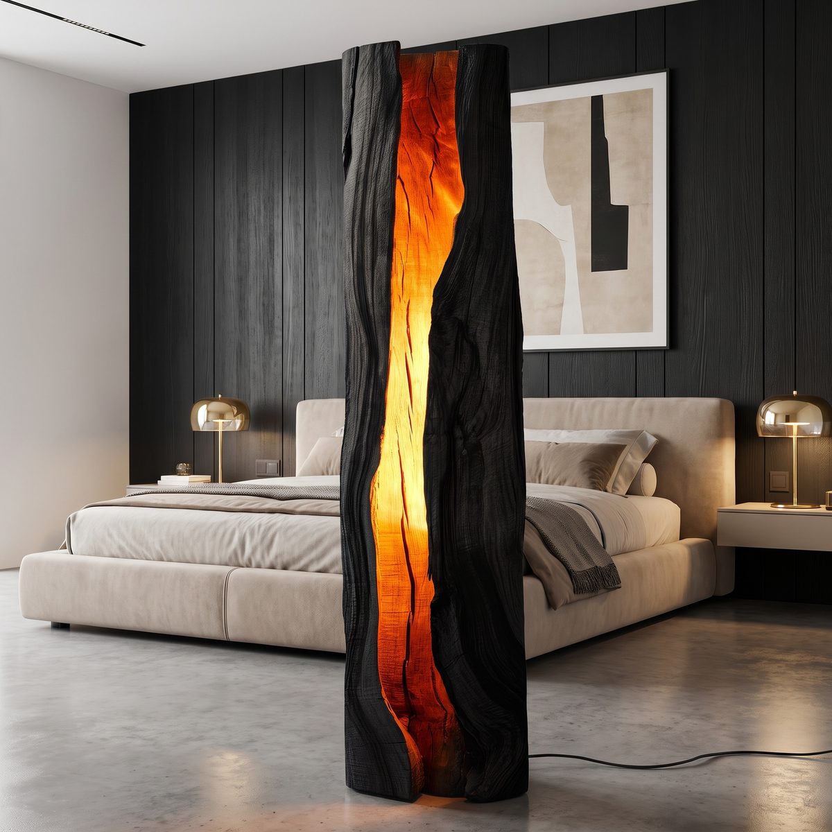 Solvaryn Sculpted Live Edge Integrated LED Wood Floor Lamp