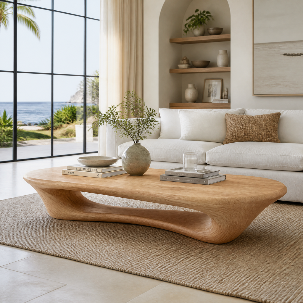 Valthera Sculpted Solid Wood Coffee Table SPA235732