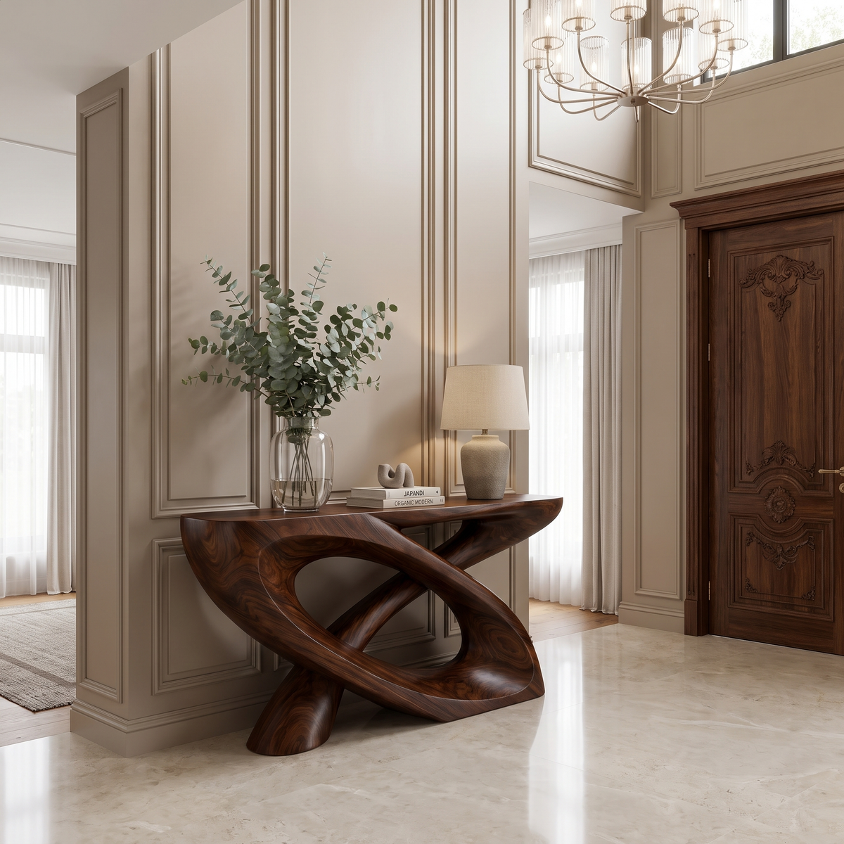 Veylora Sculpted Solid Wood Console Table