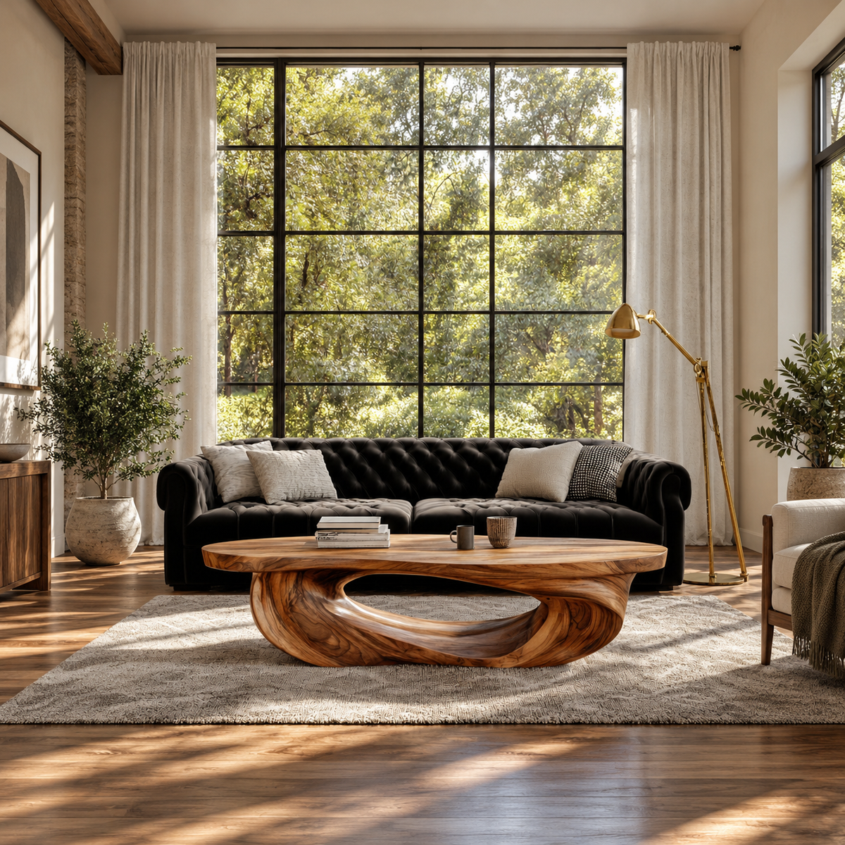 Cevorin Sculpted Solid Wood Coffee Table