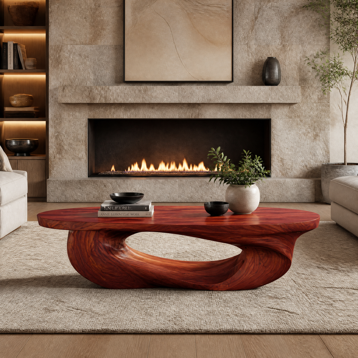 Cevorin Sculpted Solid Wood Coffee Table