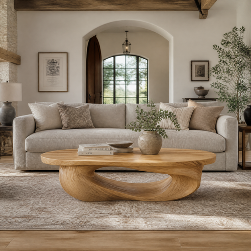 Cevorin Sculpted Solid Wood Coffee Table