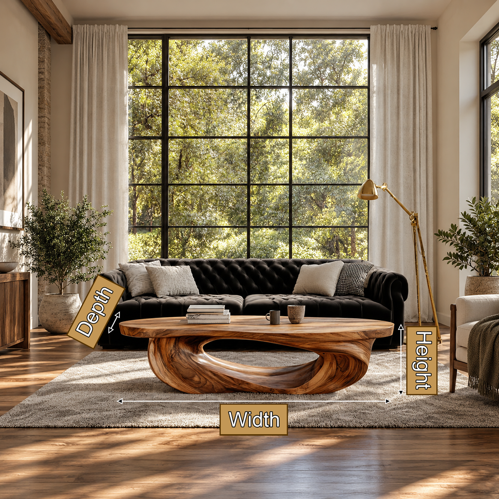 Cevorin Sculpted Solid Wood Coffee Table
