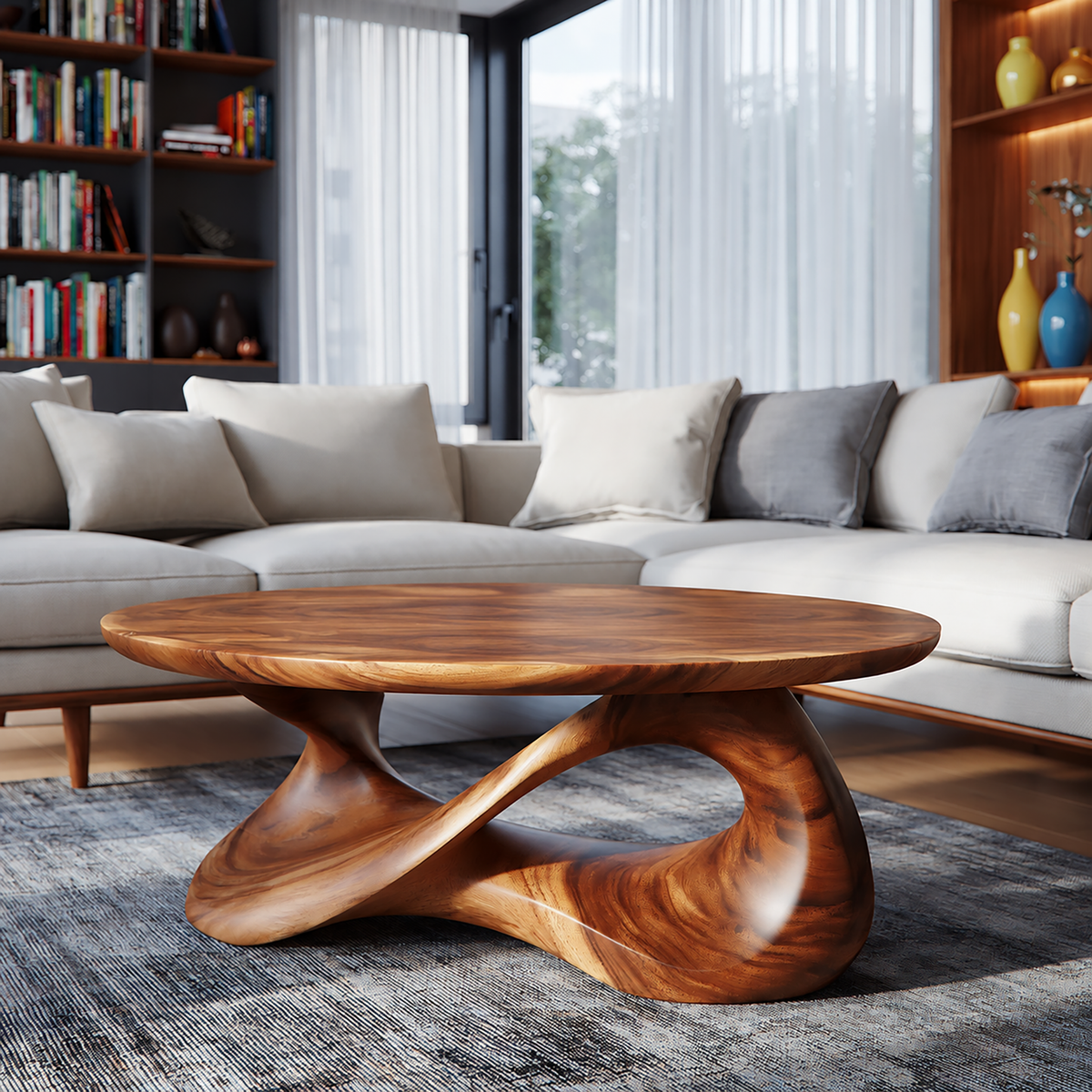 Orlessa Sculpted Solid Wood Coffee Table