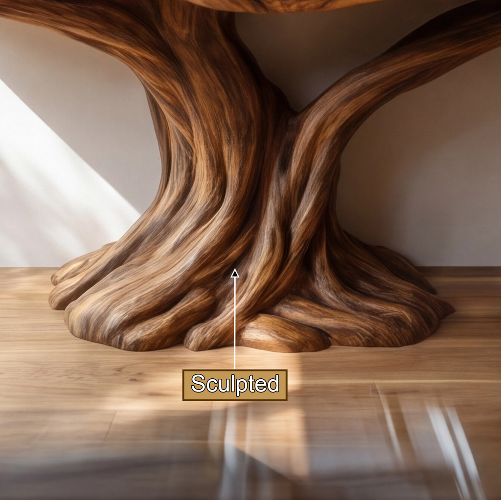 Vaelor Sculpted Solid Wood Console Table With Shelves