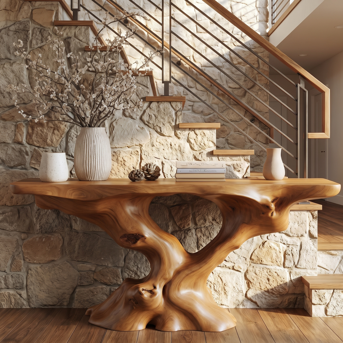 Vaelthorn Sculpted Solid Wood Console Table