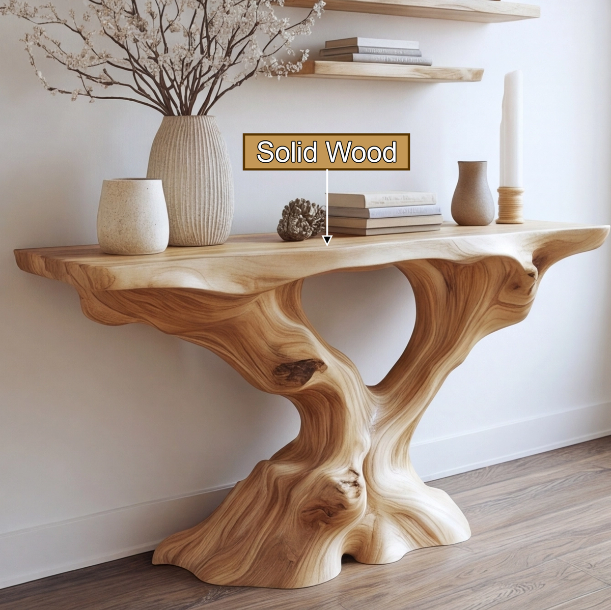 Vaelthorn Sculpted Solid Wood Console Table