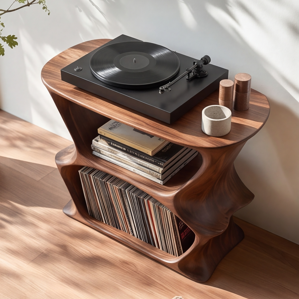 Velnora Handcrafted Solid Wood Record Player Stand SPA208523