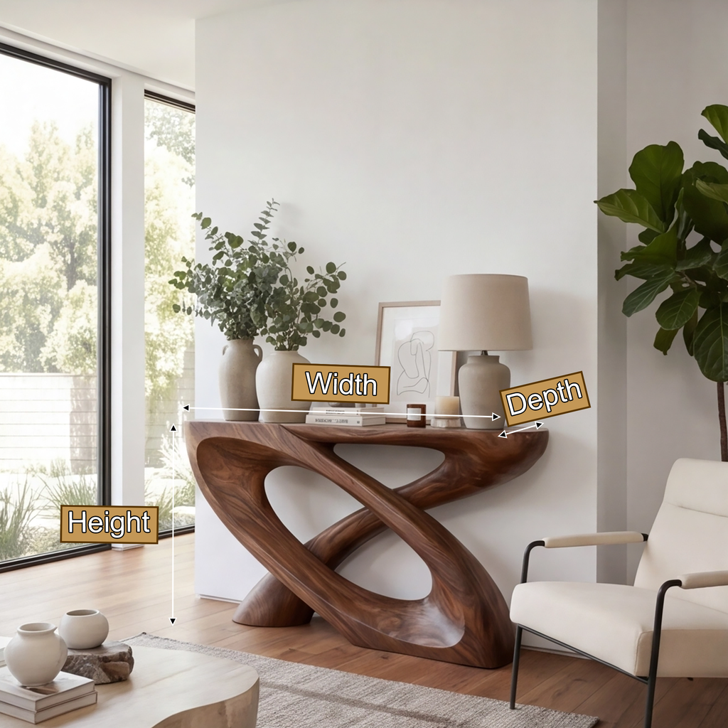 Veylora Sculpted Solid Wood Console Table