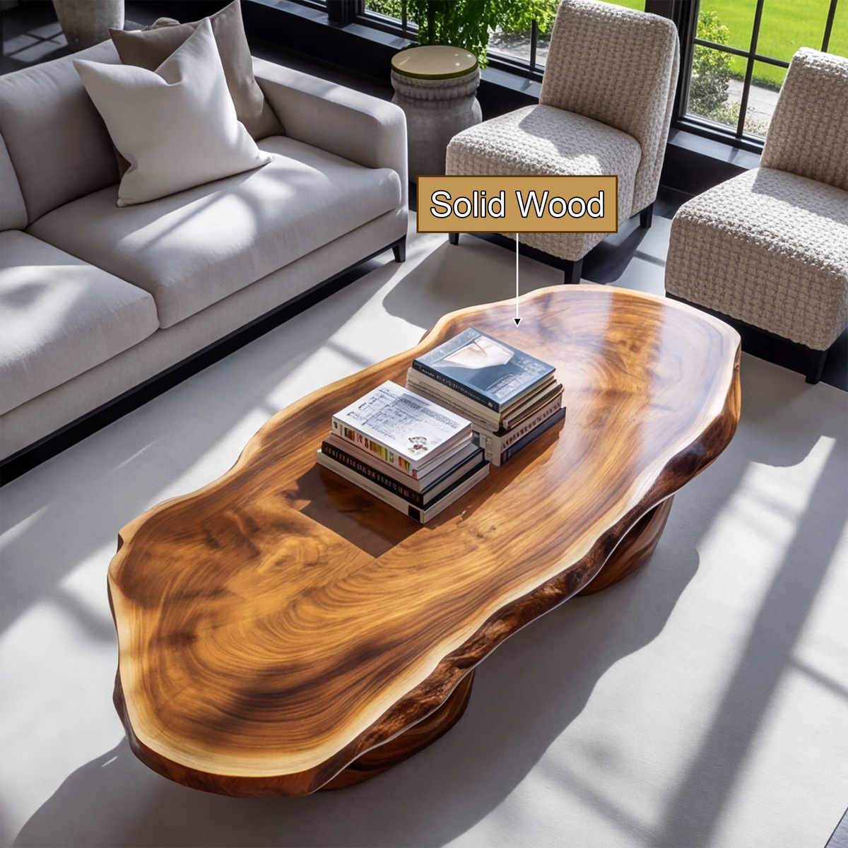Virellan Live Edge Solid Wood Coffee Table