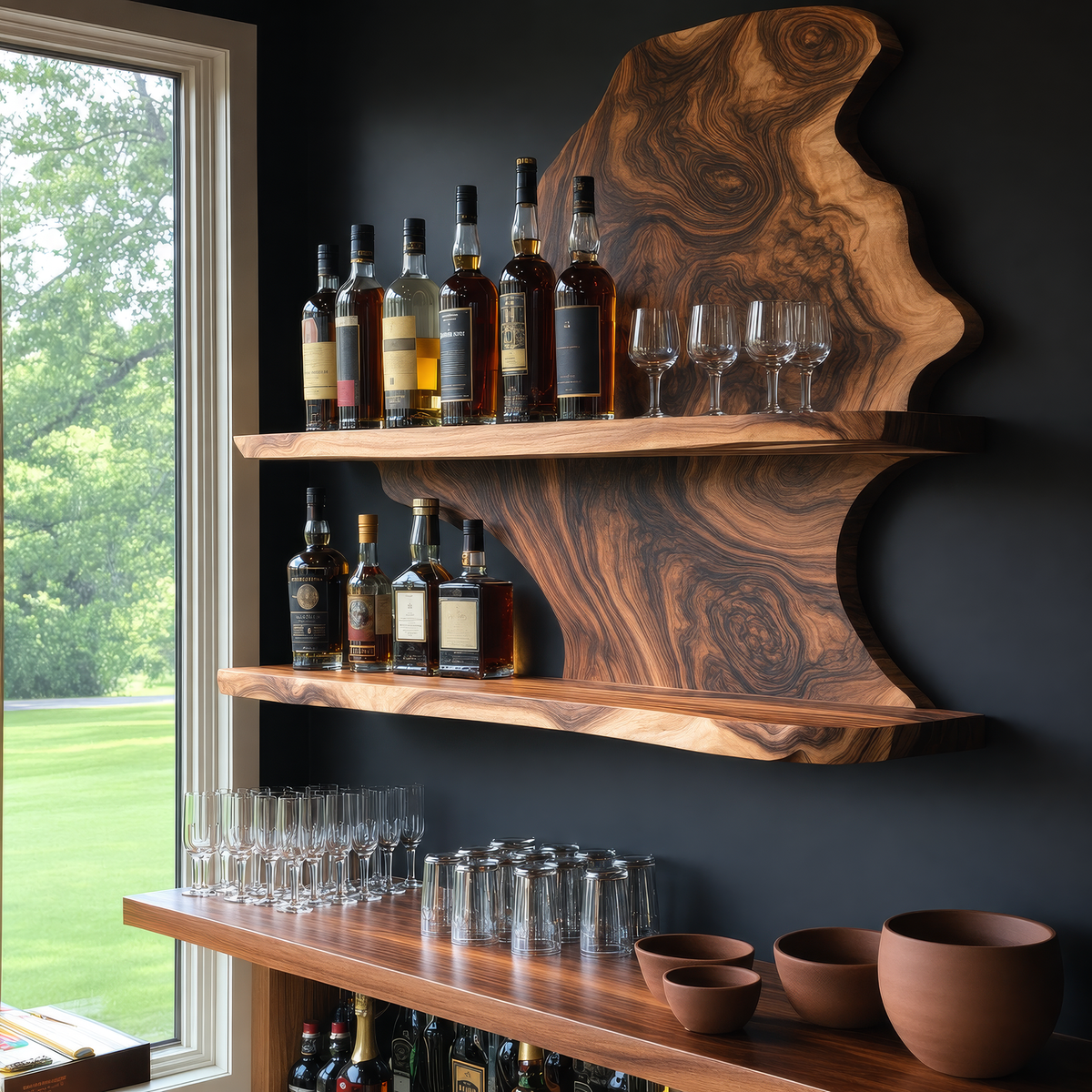 Wynthorne Live Edge Handcrafted Floating Wine Shelf