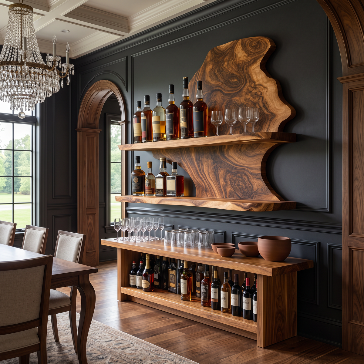 Wynthorne Live Edge Handcrafted Floating Wine Shelf