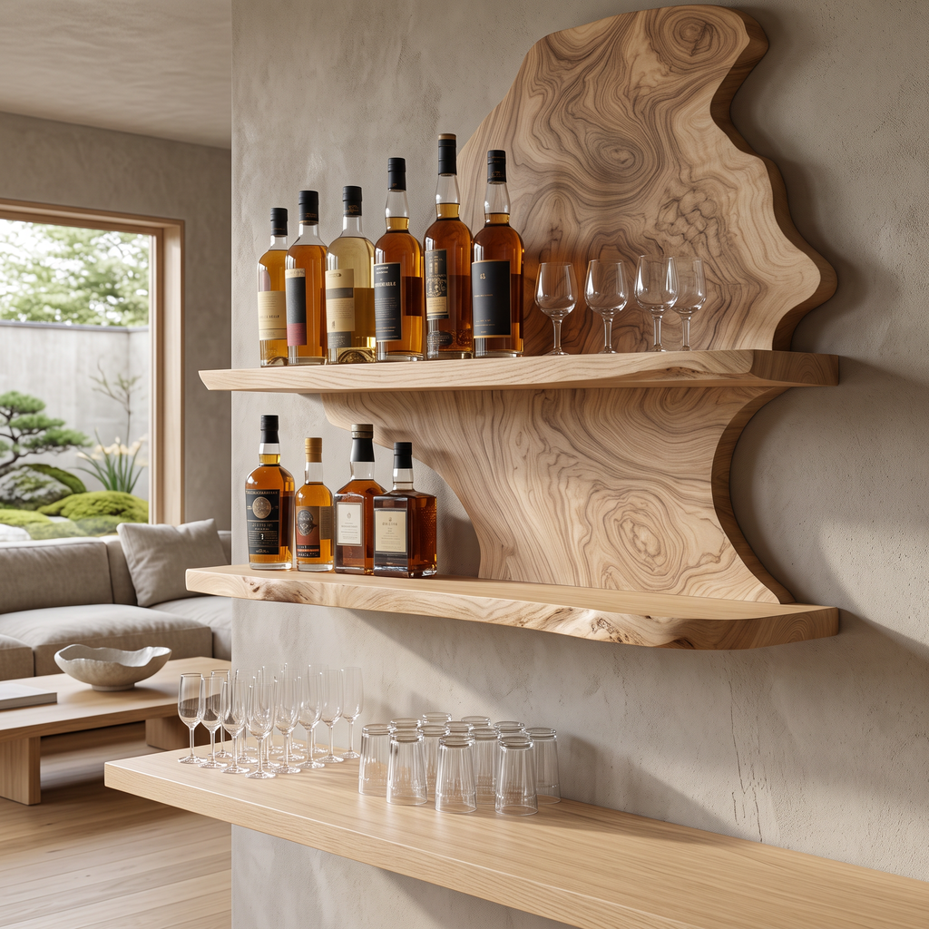 Wynthorne Live Edge Handcrafted Floating Wine Shelf