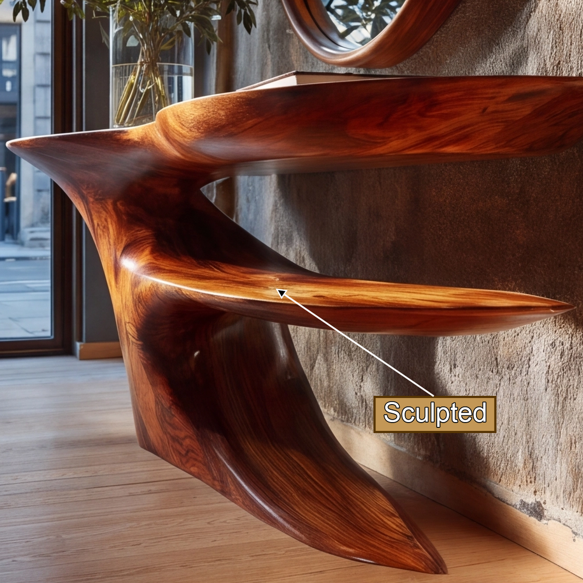 Zorathis Sculpted Solid Wood Console Table